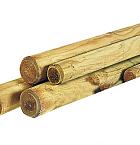 Grenen ronde paal cilindrisch gefreesd haaks gekort 1 zijde gekroond, Ø 10 x 300 cm, groen geïmpregneerd.