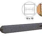 Betonpaal stampbeton 10 x 10 x 310 cm, antraciet tussenpaal t.b.v. recht scherm met 2 betonplaten.