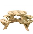 Kinderpicknicktafel rond Jimmy, doorsnede blad 63 cm, groen geïmpregneerd.
