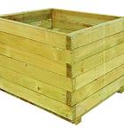 Bloembak vierkant 45 x 60 x 60 cm (HxBxD), groen geïmpregneerd.