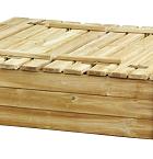 Zandbak Tom met deksel/zitbank 120 x 120 x 30 cm, groen geïmpregneerd.