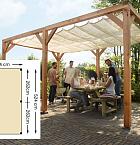 Douglas pergola houtpakket 324 x 524 cm t.b.v. schaduwdoek 290 x 500 cm, kleurloos geïmpregneerd.