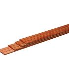 Hardhouten geschaafde plank, met V-groeven, 1,5 x 14,5 x 395 cm.
