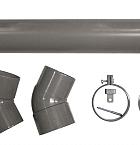 Hemelwaterafvoer PVC Ø 8 cm, 275 cm lang Incl 2 klemmen, 2 bochten en bevestigingsmaterialen