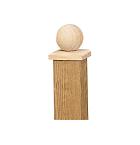 Paalornament bol op plaat 8 x 8 cm hout.