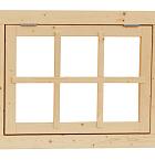 Vuren 6-ruits uitzetraam, 89,9 x 70,3 cm, onbehandeld.