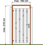 Tuindeurkozijn hardhout met aanslaglat, max 160 cm breed