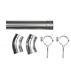 Hemelwaterafvoer verzinkt Ø 8 cm, 275 cm lang Incl 2 klemmen, 2 bochten en bevestigingsmaterialen