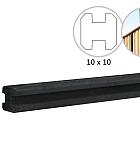 Betonpaal glad met vellingkant, vzv sleuf, 10 x 10 x 270 cm, antraciet, ongecoat, tussenpaal