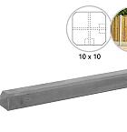 Betonpaal glad met diamantkop 10 x 10 x 280 cm, grijs ongecoat, hoekpaal.