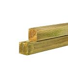 Grenen geschaafde paal 6,8 x 6,8 x 210 cm, zonder diamantkop, groen geïmpregneerd.