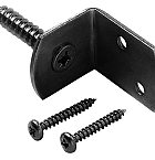 L-beslag inclusief schroeven, 4 stuks op kaart, zwart gepoedercoat.