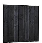 Douglas fijnbezaagd plankenscherm 15-planks 19 mm, 180 x 180 cm, zwart gedompeld.