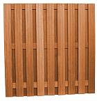 Hardhouten geschaafd plankenscherm 20-planks 14 mm, recht verticaal, 180 x 180 cm, betonsysteem.