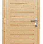 Vuren enkele dichte opdekdeur met 5-puntssluiting, rechtsdraaiend, 90 x 201 cm, onbehandeld.