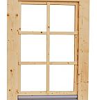 Vuren draai-kiepraam met dubbelglas, 84,4 x 120,4 cm, onbehandeld.