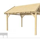 Buitenverblijf met zadeldak Excellent Modulair, vuren, linkerdeel XXL/E, 399x399 cm, kleurloos geïmpregneerd.