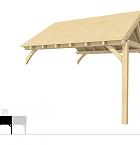 Buitenverblijf met zadeldak Excellent Modulair, vuren, tussenstuk XXL/E, 385x399 cm, onbehandeld.