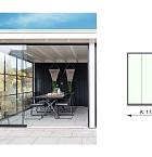 Glazen schuifwand A, 178,5 x 224 cm.