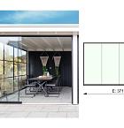 Glazen schuifwand E, 371 x 224 cm.