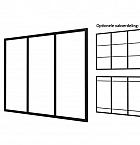 Industriële glaspui C, zwart gecoat aluminium raamwerk, 278,5 x 224 cm.
