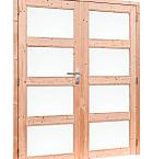Douglas dubbele 4-ruits deur inclusief kozijn, 168 x 201 cm, onbehandeld.