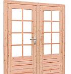 Douglas dubbele 8-ruits deur inclusief kozijn, 168 x 201 cm, kleurloos geïmpregneerd.
