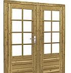 Douglas dubbele 8-ruits deur inclusief kozijn, 168 x 201 cm, groen geïmpregneerd.