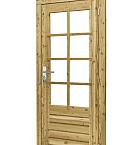 Douglas enkele 8-ruits deur inclusief kozijn, rechtsdraaiend, 90 x 201 cm, groen geïmpregneerd.