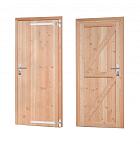 Douglas dichte enkele deur 90x201 cm, rechtsdraaiend, verzinkte hengen, RVS beslag, kleurloos geimpregneerd.