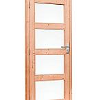 Douglas enkele 4-ruits deur inclusief kozijn, rechtsdraaiend, 90 x 201 cm, onbehandeld.