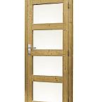 Douglas enkele 4-ruits deur inclusief kozijn, rechtsdraaiend, 90 x 201 cm, groen geïmpregneerd.