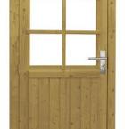 Vuren enkele 6-ruits deur inclusief kozijn, linksdraaiend, 90 x 201 cm, groen geïmpregneerd.