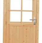 Vuren enkele 6-ruits deur inclusief kozijn, rechtsdraaiend, 90 x 201 cm, kleurloos geïmpregneerd.