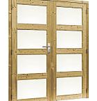 Douglas dubbele 4-ruits deur inclusief kozijn, 168 x 201 cm, groen geïmpregneerd.