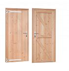 Douglas dichte enkele deur 90x201 cm, linksdraaiend, verzinkte hengen, RVS beslag, onbehandeld.