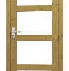 Vuren enkele 4-ruits deur inclusief kozijn, rechtsdraaiend, 90 x 201 cm, groen geïmpregneerd.