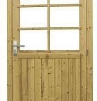 Vuren enkele 6-ruits deur extra breed inclusief kozijn, rechtsdraaiend, 112 x 201 cm, groen geïmpregneerd.