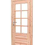 Douglas enkele 8-ruits deur inclusief kozijn, rechtsdraaiend, 90 x 201 cm, transparant gespoten.