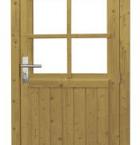 Vuren enkele 6-ruits deur inclusief kozijn, rechtsdraaiend, 90 x 201 cm, groen geïmpregneerd.