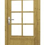 Vuren enkele 8-ruits deur inclusief kozijn, rechtsdraaiend, 90 x 201 cm, groen geïmpregneerd.