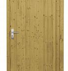 Vuren enkele dichte deur extra breed inclusief kozijn, rechtsdraaiend, 112 x 201 cm, groen geïmpregneerd.