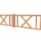 Hekwerk met kruis douglas type D, 328,5 x 73 cm, kleurloos geïmpregneerd.