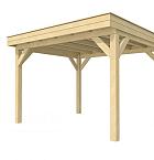 Buitenverblijf plat dak Premium I, vuren, basismodel L/D, 357x307 cm, onbehandeld.