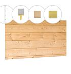 Blokhutprofiel vuren achterwand B, 228,5 x 186 cm, onbehandeld.