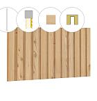 Rhombusprofiel plankenset vuren bij voorwand B, t.b.v. enkele deur, 228,5 x 285 cm, onbehandeld.