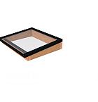 Lichtstraat maat 130 x 100 cm, zwart gecoat aluminium raamwerk, basis in douglashout, kleurloos geïmpregneerd.