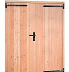 Douglas dubbele dichte deur met zwart beslag inclusief kozijn, 168 x 201 cm, onbehandeld.