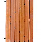 Hardhouten plankendeur recht verticaal op zwart verstelbaar stalen frame 100 x 180 cm.