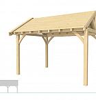 Buitenverblijf met zadeldak Excellent Modulair, vuren, linkerdeel L/E, 399x307 cm, onbehandeld.